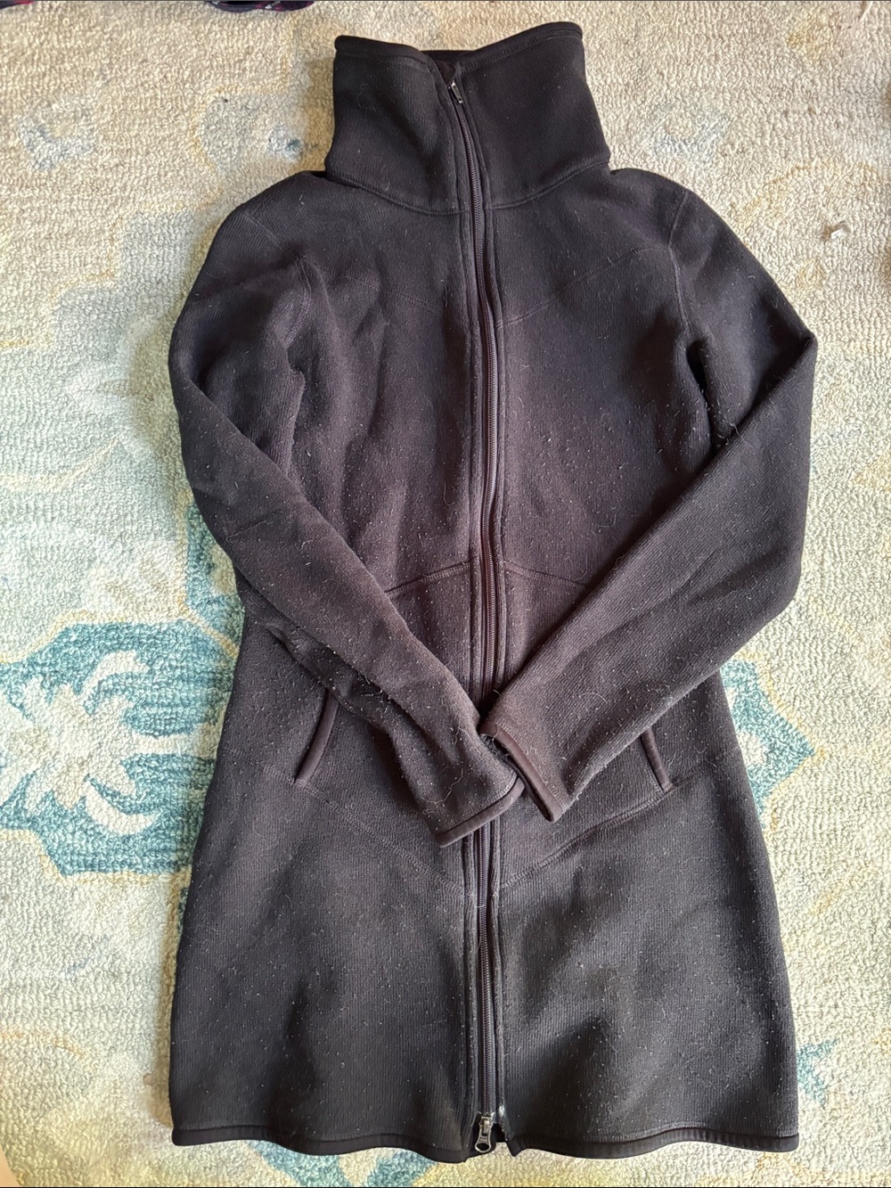 Patagonia Black Zip-Up Fleece Trench Coat